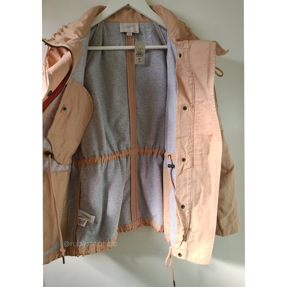 Parachute Utility Jacket Anorak, Cotton/ Linen Khaki Beige, LOFT, New with Tag - Picture 9 of 11